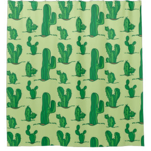 cactus pattern. hand drawing pattern. seamless han shower curtain