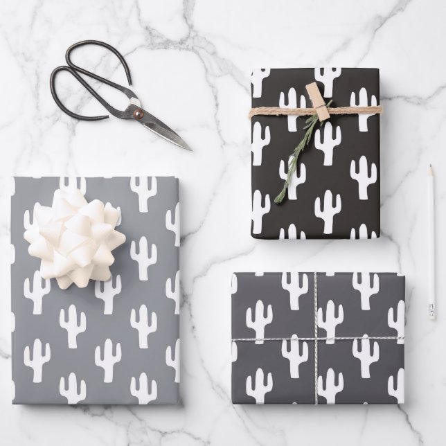 Cactus Pattern Neutral Desert Modern Business  Wrapping Paper Sheet (Front)