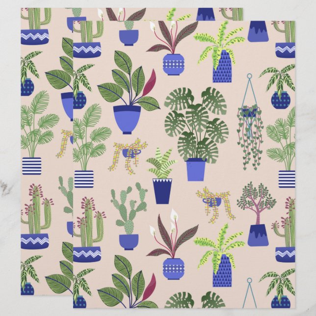 Cactus Pattern Pink Scrapbook Paper (Front/Back)