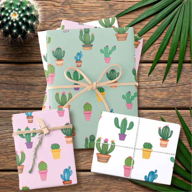 Cactus Pattern Plant Mum Wrapping Paper Sheets (Cute cactus wrapping paper sheets just for the cactus enthusiast in your life)