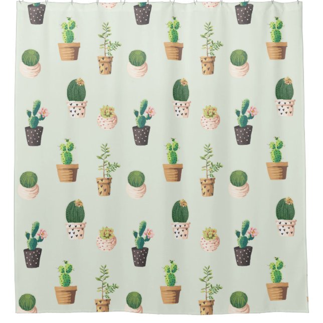Cactus Pattern Shower Curtain (Front)
