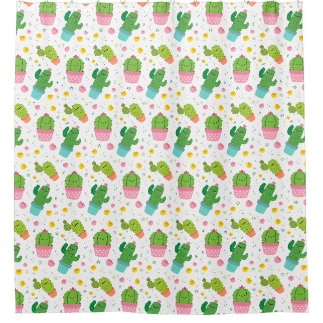 Cactus Pattern Shower Curtain (Front)