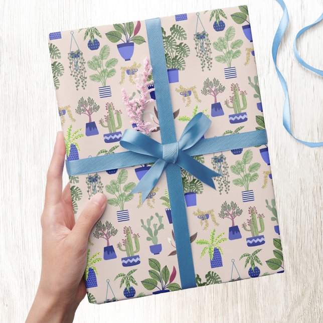 Cactus Pattern Simplistic Wrapping Paper (Cactus succulent houseplant plant pattern gift wrapping paper )