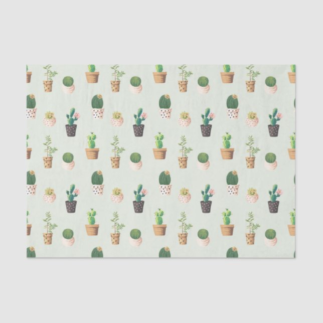 Cactus Pattern - Succulent Plant Tissue Paper (Front)
