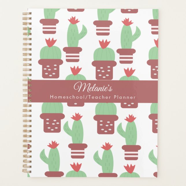 Cactus Pattern Teacher School Homeschool  Planner (Front)