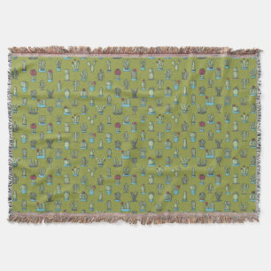 Cactus Pattern Throw Blanket
