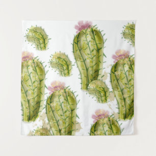 Cactus pattern watercolor tapestry