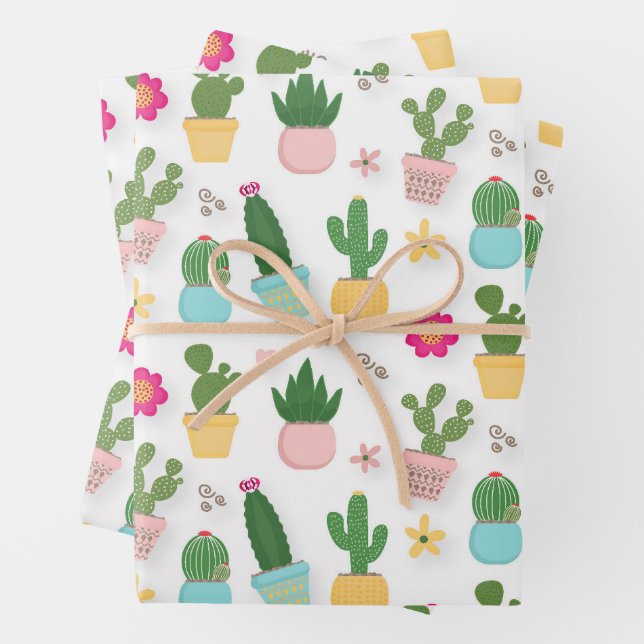Cactus Pattern  Wrapping Paper Sheet (In situ)