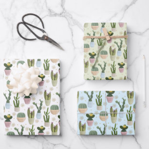 Cactus Pattern Wrapping Paper Sheets