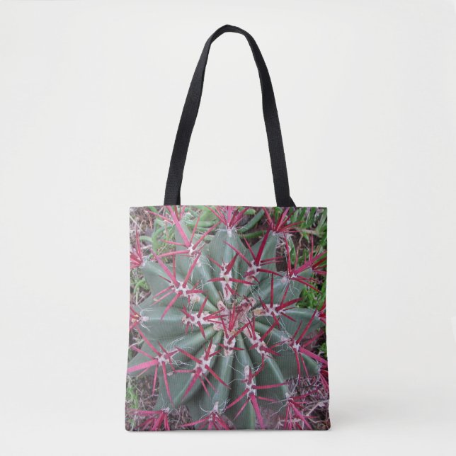 Cactus Photo Red Thorn Desert Plant Southwest Tote Bag (Front)