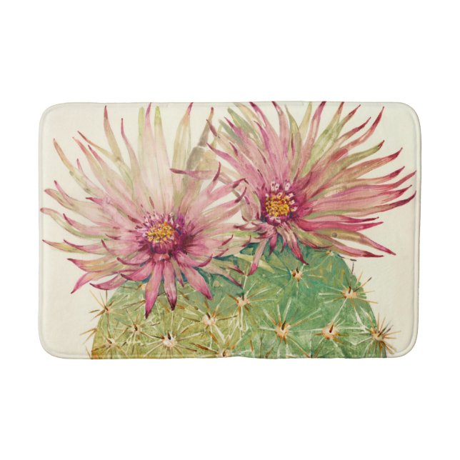 Cactus Pink Blossoms Bath Mat (Front)