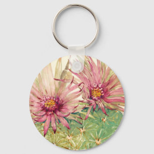Cactus Pink Blossoms Key Ring