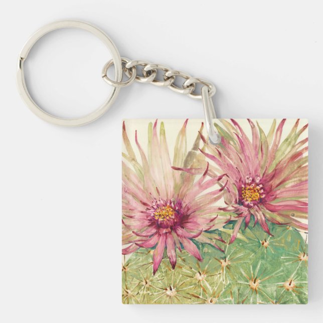 Cactus Pink Blossoms Key Ring (Front)
