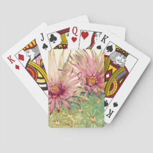 Cactus Pink Blossoms Playing Cards