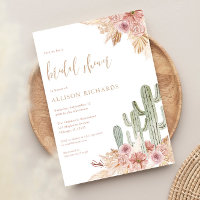 Cactus pink floral boho bohemian bridal shower
