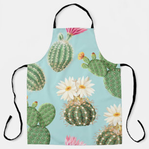 Cactus, pink flowers: light decor apron