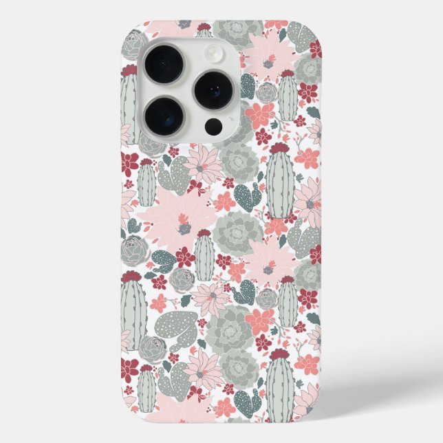 Cactus Pink Mint Succulents Desert Plants Case-Mate iPhone Case (Back)