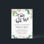 Cactus Pink Taco 'bout Love Couples Shower Invitation<br><div class="desc">Cactus Pink Taco 'bout Love Couples Shower Invitation Pink floral cactus taco 'bout love bridal shower or couples shower invitation. This couples bridal shower invitation features a black brush calligraphy heading and some pale pink flowering cactus arrangements on the top and base of the invitation. Great for anyone looking for...</div>