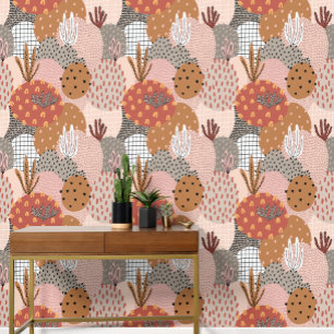 Cactus Plant Big Bold Abstract Pattern Wallpaper