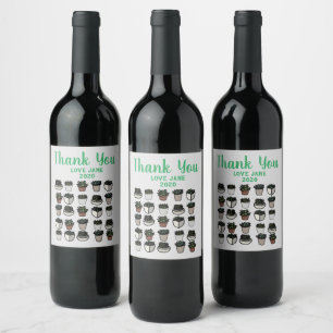 Cactus plant funky pattern wine label