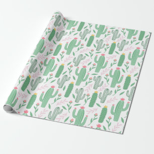 Cactus Plant Green Purple Pattern Wrapping Paper