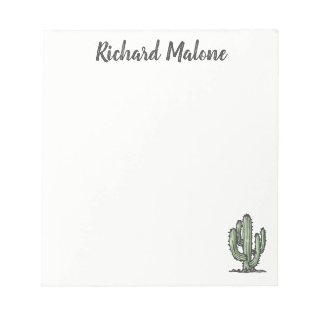 Cactus Plant Hand Drawn Illustration Personalized Notepad (Front)