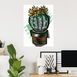 Cactus Plant In A Pot Poster