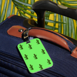 Cactus plant on light green luggage tag