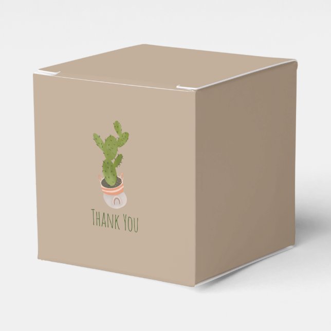 Cactus Plant Rainbow Basket Hand Drawn   Favour Box (Front Side)