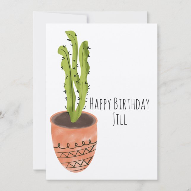 Cactus Plant Terracotta Hand Drawn  Birthday Invitation (Front)