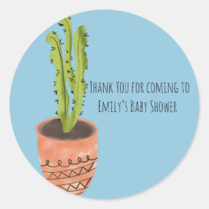 Cactus Plant Terracotta Hand Drawn Pink  Classic R Round Sticker