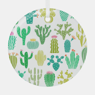 Cactus plant: vintage floral set. glass tree decoration