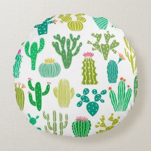 Cactus plant: vintage floral set. round cushion