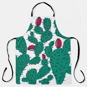 Cactus plant, vintage green seamless pattern. apron