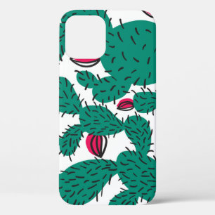 Cactus plant, vintage green seamless pattern. iPhone 12 case