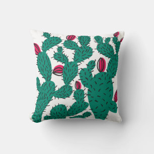 Cactus plant, vintage green seamless pattern. cushion
