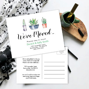 Cactus Plants Change of Address Postcard   We’ve M