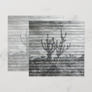 Cactus Plants On Wood Planks Black And White Photo Card