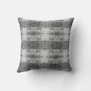 Cactus Plants On Wood Planks Black And White Photo Cushion