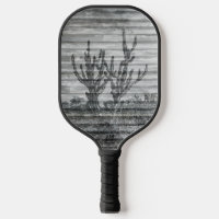 Cactus Plants On Wood Planks Black And White Photo
