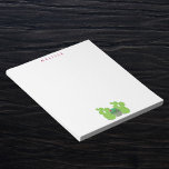 Cactus plants pots cute name notepad<br><div class="desc">A cactus in a pot with pink flowers,  and two more without a pot. Personalize and add your name on top,  pink letters. The background is white but you can add a color by clicking "customize" and then the color picker on your right side. Colors: green,  pink,  white</div>