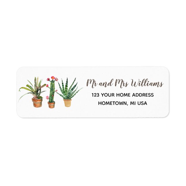 Cactus Plants Succulent Return Address Sticker (Front)