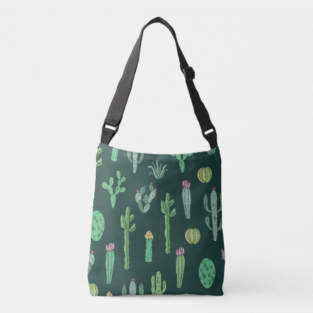 Cactus Plants: Vintage Seamless Background Crossbody Bag (Front)