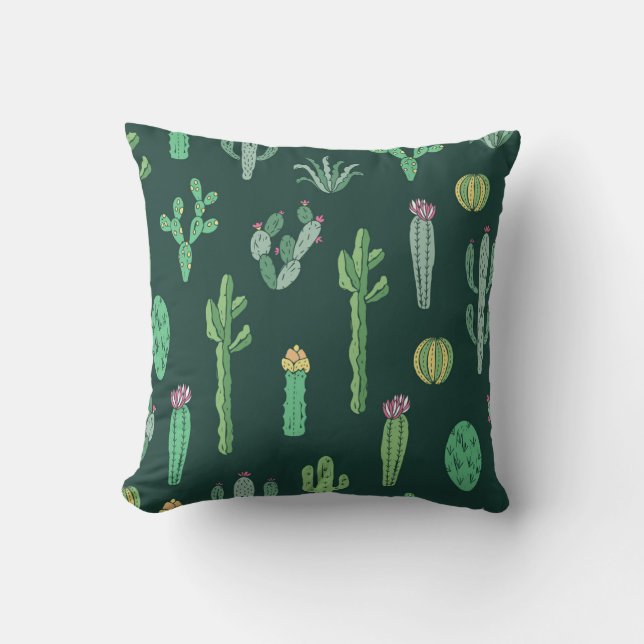Cactus Plants: Vintage Seamless Background Cushion (Front)