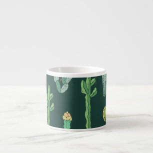 Cactus Plants: Vintage Seamless Background Espresso Cup