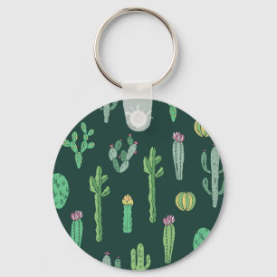 Cactus Plants: Vintage Seamless Background Key Ring