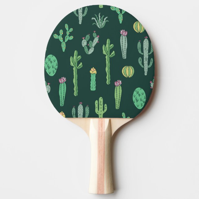 Cactus Plants: Vintage Seamless Background Ping Pong Paddle (Front)