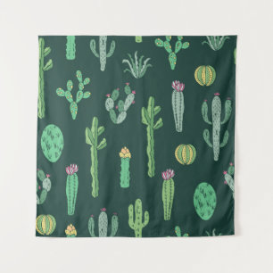 Cactus Plants: Vintage Seamless Background Tapestry