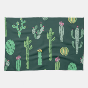 Cactus Plants: Vintage Seamless Background Tea Towel