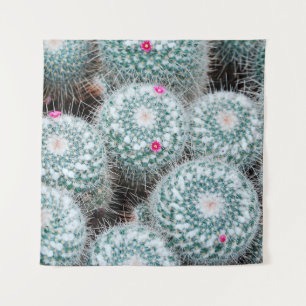 Cactus Plants with Tiny Pink Flowers Tapestry